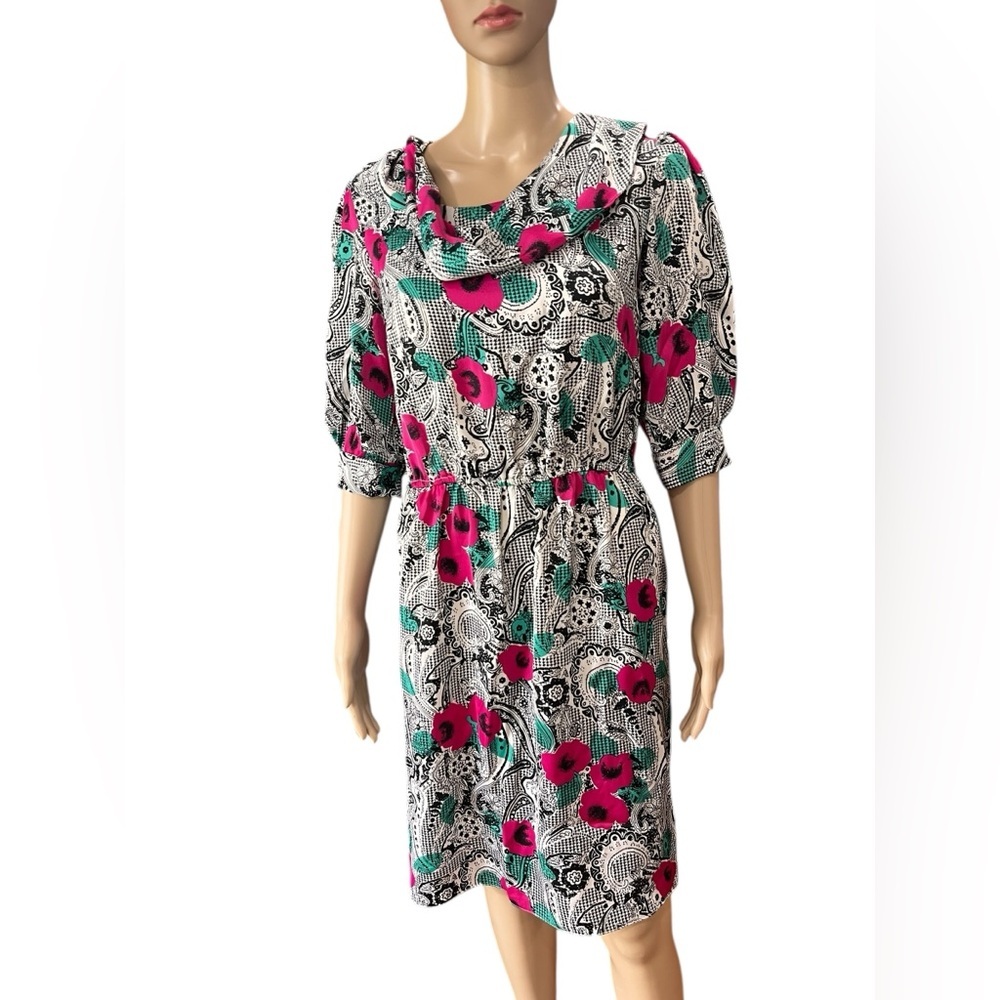 Ornate mob wife baroque vintage handmade sheath floral dress-M/L